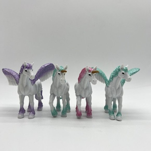 Unbranded Unicorn & Pegasus Horses Lot Of 4 Pink Green Blue Figures Toys Fantasy